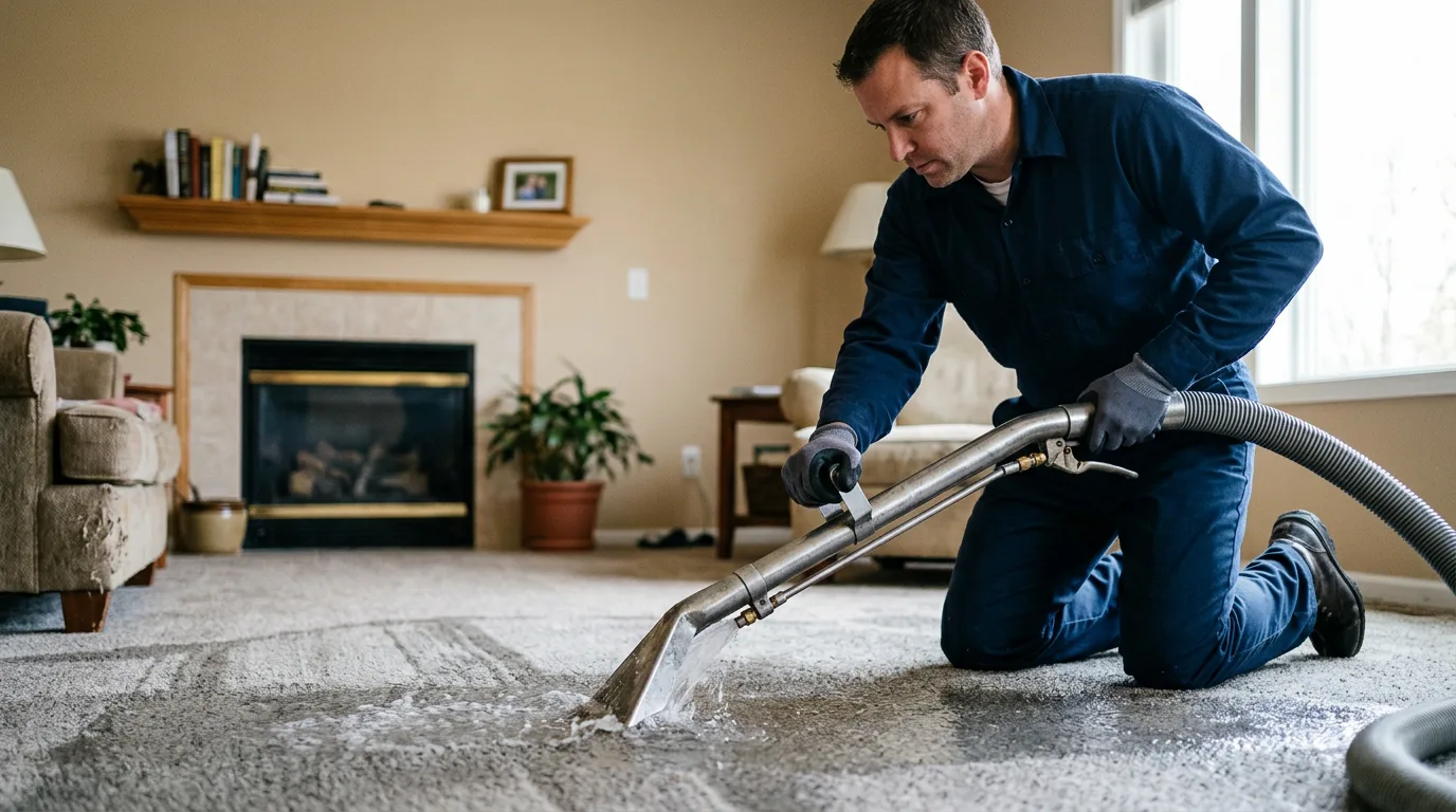 Water damage restoration technician working near Randolph, KS